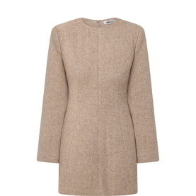 Herringbone Wool Mini Dress