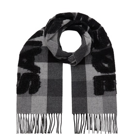 Logo Check Fringed Scarf