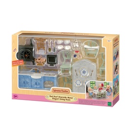 Sylvanian Families Red Roof Riverside Manor Elegant Dining Room playset with miniature furniture, kitchen units and dining accessories