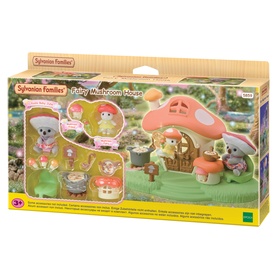 Sylvanian Families Fairy Mushroom House playset with koala figures, mushroom house, picnic accessories, and green base in multicolour