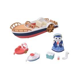 Sylvanian Families multicoloured boat playset with sailor figure, life ring, small boat, and accessories