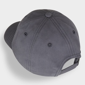 Belstaff Phoenix Logo Baseball Cap in petrol cotton, overhead view showing six-panel construction, tonal stitching and adjustable back fastening