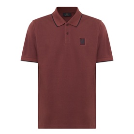 Belstaff Phoenix Logo Tipped Polo Shirt in oxblood cotton piqu&eacute; with contrast tipped collar, two-button placket and logo badge patch