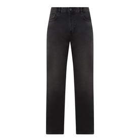 Belstaff B69 Straight-Leg Jeans in Washed Black, mid-rise with five-pocket styling, tonal stitching and clean hems