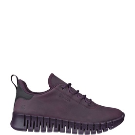 ECCO Gruuv lace-up trainer in deep plum nubuck with tonal dark purple serrated rubber sole