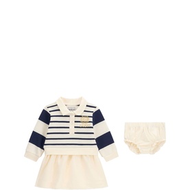 Crest Logo Terry Polo Dress & Bloomers Two-Piece Set