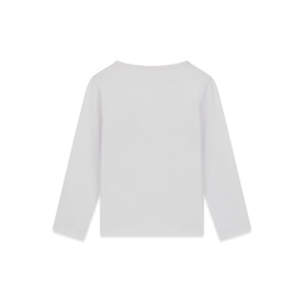 Guess children's Pure White long-sleeve T-shirt, back view, plain ribbed crew neck design