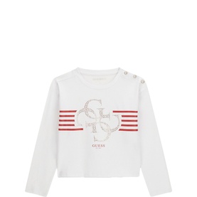 Embellished Logo Striped Top