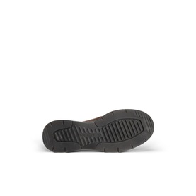 Dark rubber outsole with ribbed tread pattern, shown from below against a white background