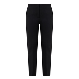 Max Mara Main Acino Straight-Leg Trousers in black, mid-rise with covered waistband, pressed creases, and clean hems