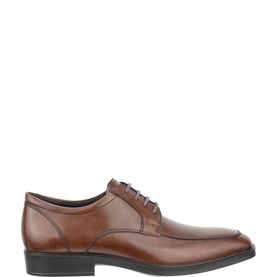 Ecco camel leather lace-up Oxford shoes with apron toe and black rubber sole