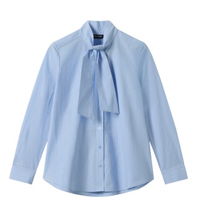 Scarf Detail Striped Shirt