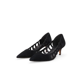 Phase Eight black suede pointed-toe kitten heels with cut-out side detail and slim stiletto heel