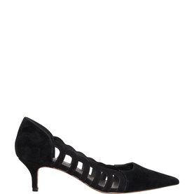 Suede Cut-Out Court Shoes