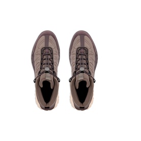 Ecco women's hiking boots in raisin brown, overhead view showing lace-up front, padded collar, and chunky cream sole