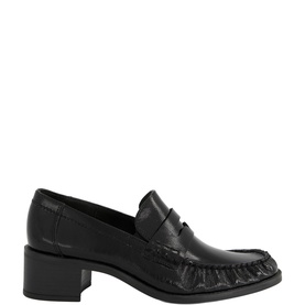 Block Heeled Leather Loafers