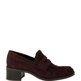Block Heeled Suede Loafers