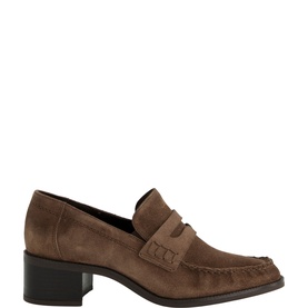 Block Heeled Suede Loafers