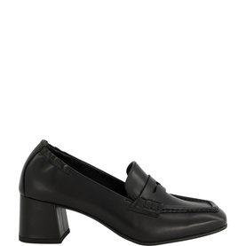 Block Heeled Leather Loafers