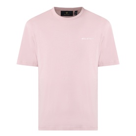 Belstaff Border Logo Back Graphic T-Shirt in Dusk Pink, crew neck, short sleeves, small chest logo, 100% cotton