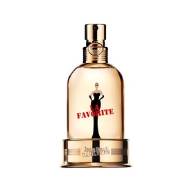 Jean Paul Gaultier La Favorite Eau de Parfum in amber glass bottle with gold cap and black silhouette figure detail