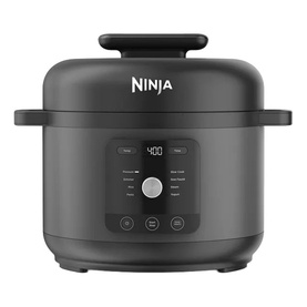 Ninja Hyper Heat 9 in 1 Pressure and Rice Cooker in black with digital display panel and domed lid