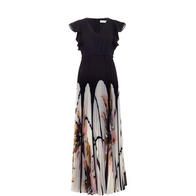 Uma Floral Pleated Flared Dress
