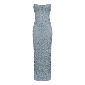 House of CB jade strapless maxi dress with floral lace texture and fitted silhouette