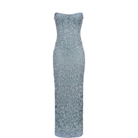 Anisa Floral Hand-Beaded Strapless Dress