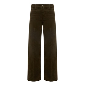 FRAME DENIM Le Slim Palazzo Corduroy Wide-Leg Jeans in Rich Military, high-rise wide-leg silhouette with patch pockets and clean hems