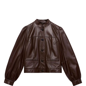 Puff-Sleeve Leather Jacket