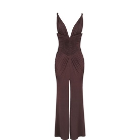 Tabitha Ruched Front Slit Flared Dress