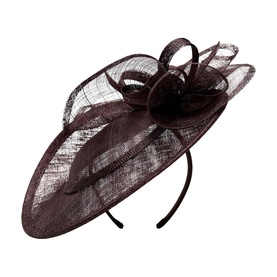 Phase Eight brown sinamay wide brim fascinator headband with loop and bow detail