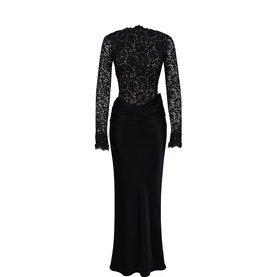 Yasmeen Lace Bodice Draped Flared Dress