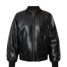 Leon Logo Badge Leather Jacket