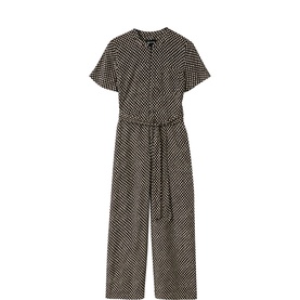 Check Belted Zip Jumpsuit