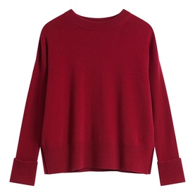 Hobbs Calla Pink fine knit jumper with crew neck, long sleeves and wide ribbed cuffs, relaxed fit