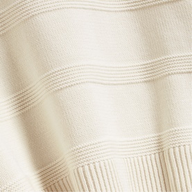 Hobbs warm ivory knit duvet with tonal horizontal stripe texture detail and ribbed border trim.