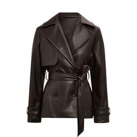 Payton Short Faux Leather Trenchcoat