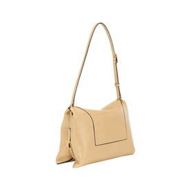 Wandler Sand Glaze calf leather shoulder bag with gold-tone zipper charm, structured base, and adjustable single strap.