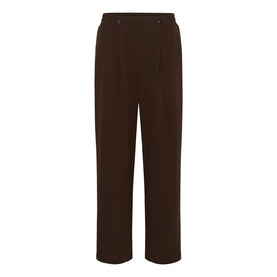 Kaffe Phoebe High-Rise Wide Leg Trousers in Coffee Bean, wide-leg silhouette with front pleats and button waist detail
