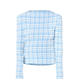 Ola Textured Check Print Top