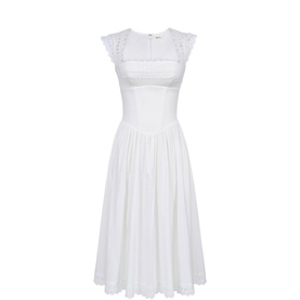 Fiorella Broderie Anglaise Trim Flared Dress
