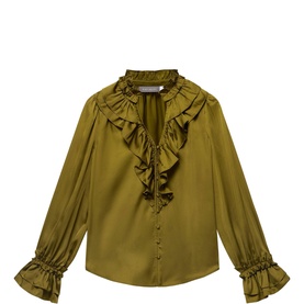 Satin Ruffle Blouse
