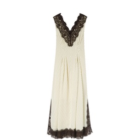 Polka Dot Lace Trim Flared Dress