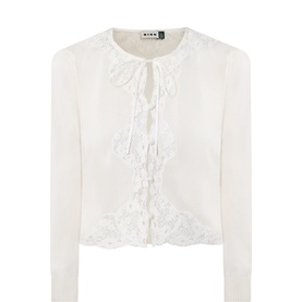 Tassia Merino Cashmere Lace Trim Cardigan