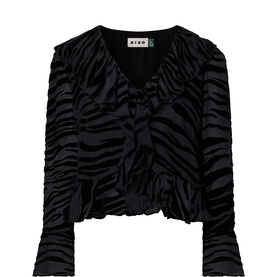 Trayce Ruffle Animal Print Blouse