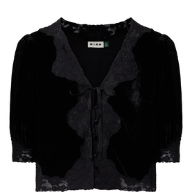 Ursula Velvet Lace-Trim Blouse