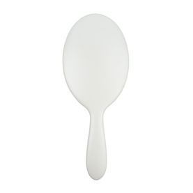 The Belle Brush The Signature Brush in white, oval paddle design with elongated handle, no bristles visible from this angle
