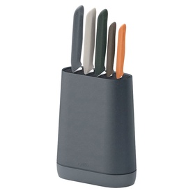 Zyliss Kitchen Knife Block in grey with five multi-coloured handled knives including chef, bread, and paring styles